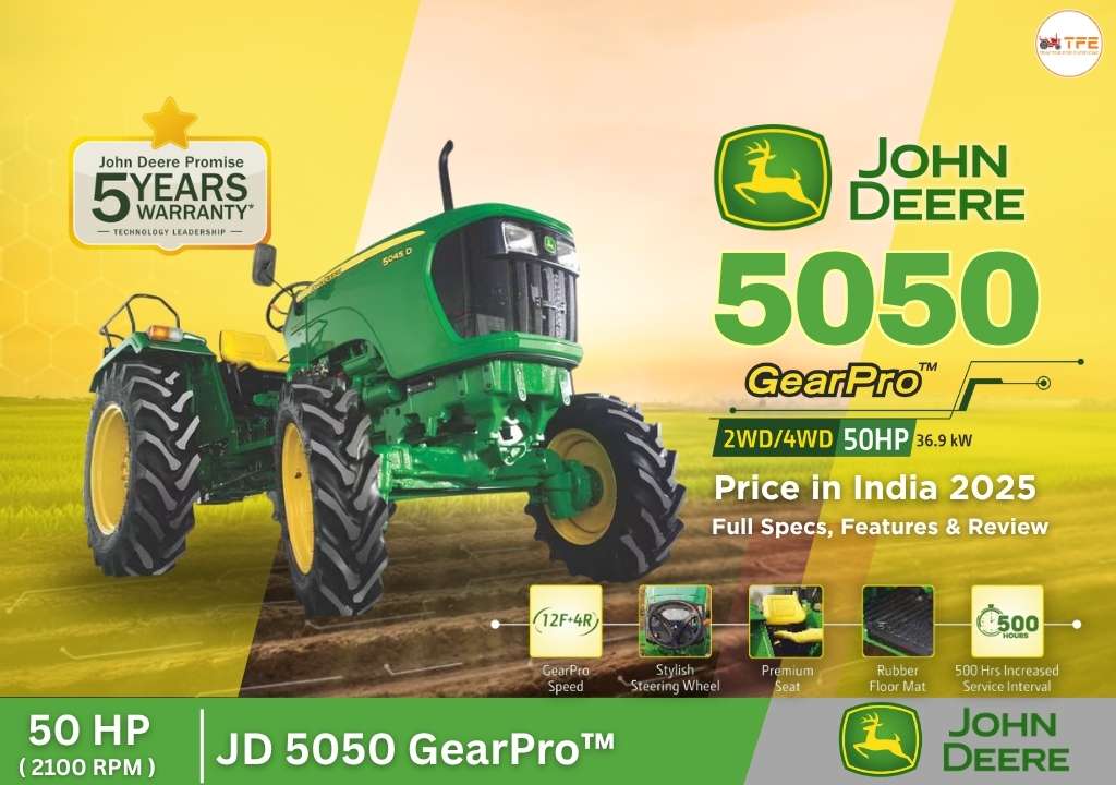 John Deere 5050D GearPro: Best 50 HP Tractor Price, Specs and Mileage